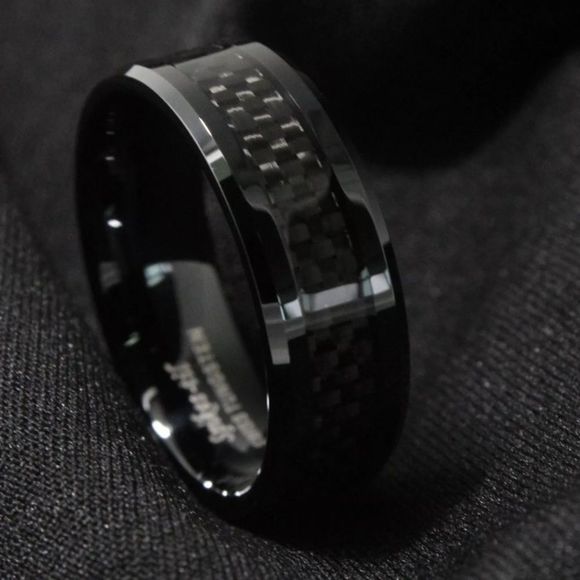 NEW 8mm Carbide Ring Black Engagement Wedding Band